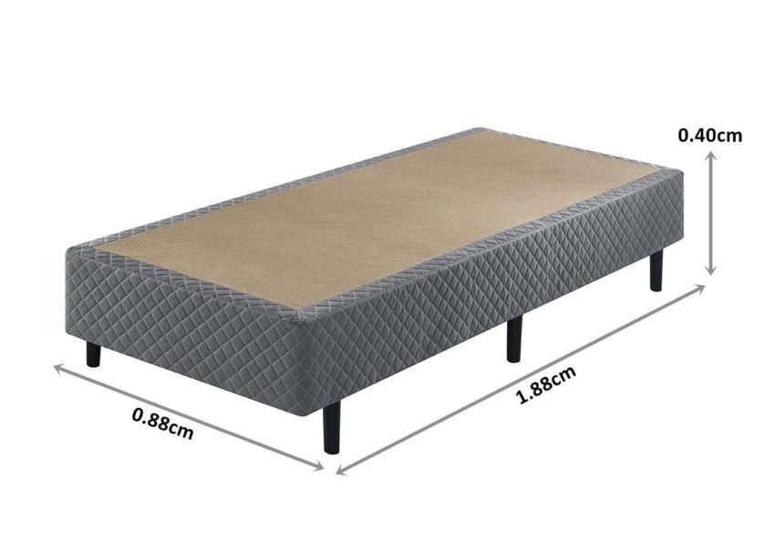 Somiê ECO Cinza Chumbo Bordado Solteiro 088x188x40cm 2 somie eco cinza chumbo bordado solteiro