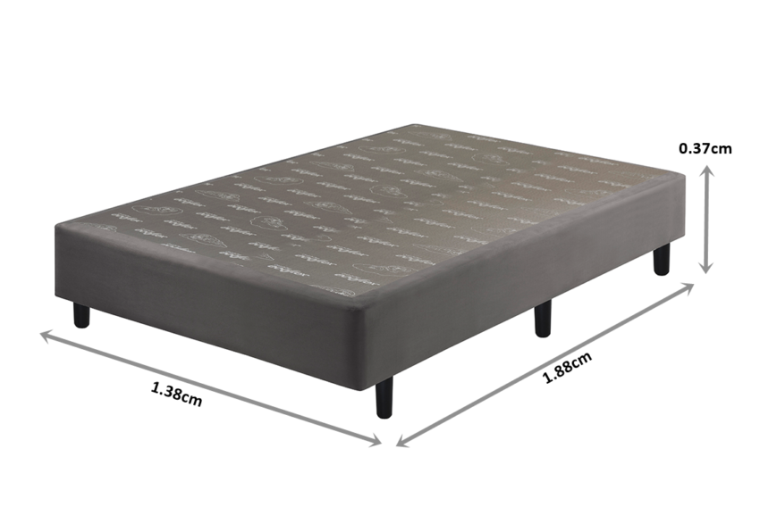 Somiê UNI Veludine Cinza Liso Casal 138x188x37cm 2 somie uni veludine cinza liso casal