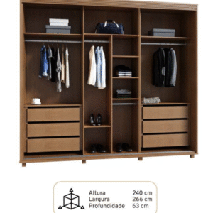 Guarda-roupas Premium 03 Portas de Correr 2,66m 100% MDF Freijó 10 Captura de Tela 2025 11 05 as 11.27.09