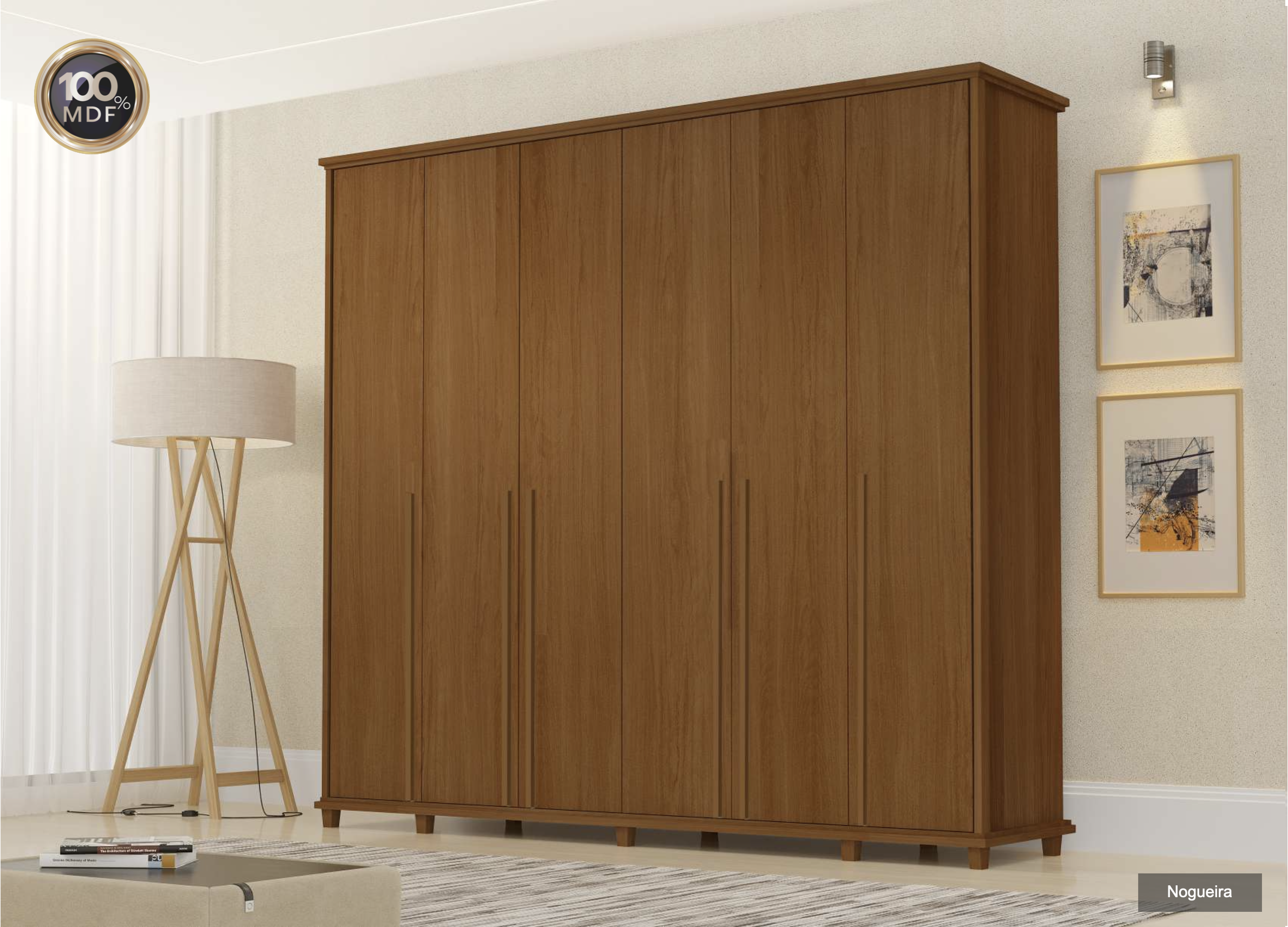 Guarda-roupas Mondrian 06 portas de giro Slow-Motion 2,63m 100% MDF 2 Captura de Tela 2025 11 05 as 11.52.04