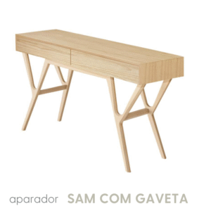 Aparador Sam 02 gavetas Base em Madeira Maciça tampo Laminado